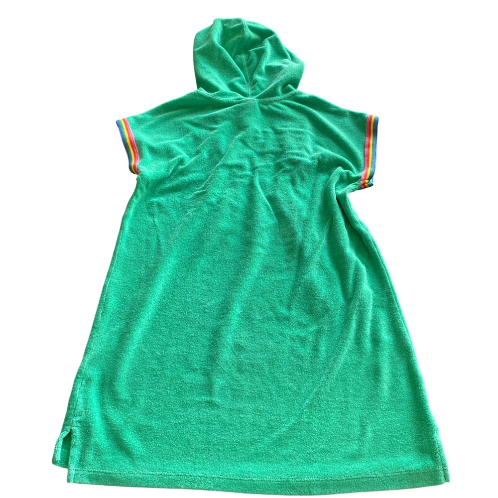 Hanna Andersson Kids Green Terry Cloth Hooded Swim Cover Up Dress Rainbow US 10 - Picture 3 of 7